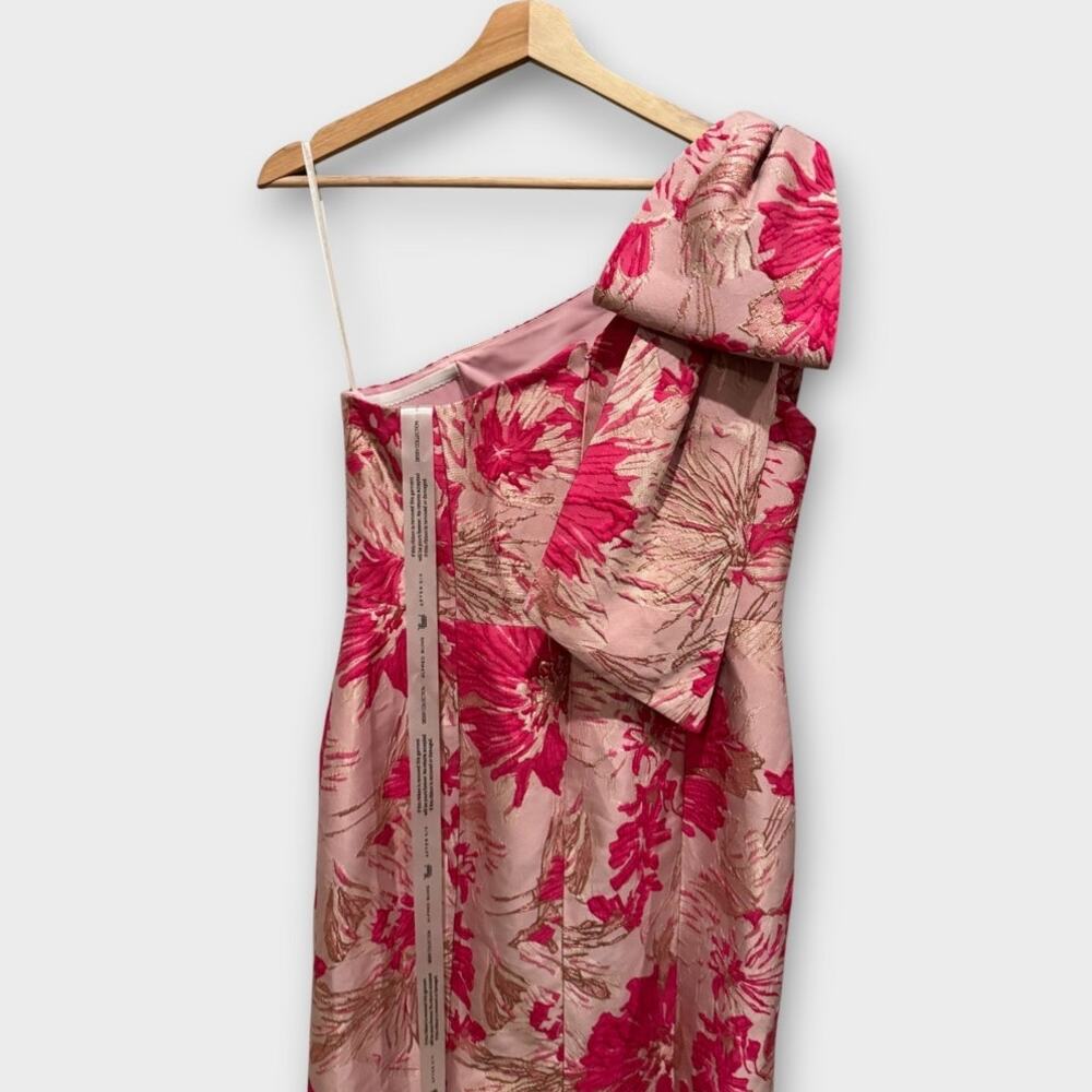 NEW Alfred Sung One-Shoulder Metallic Floral Jacquard Trumpet Gown Size 8 - Picture 7 of 12